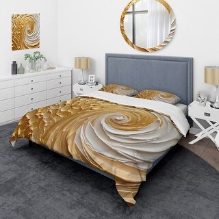Designart "Gold Eternal Swirl I" Gold Modern - Bedding Set With Shams ...